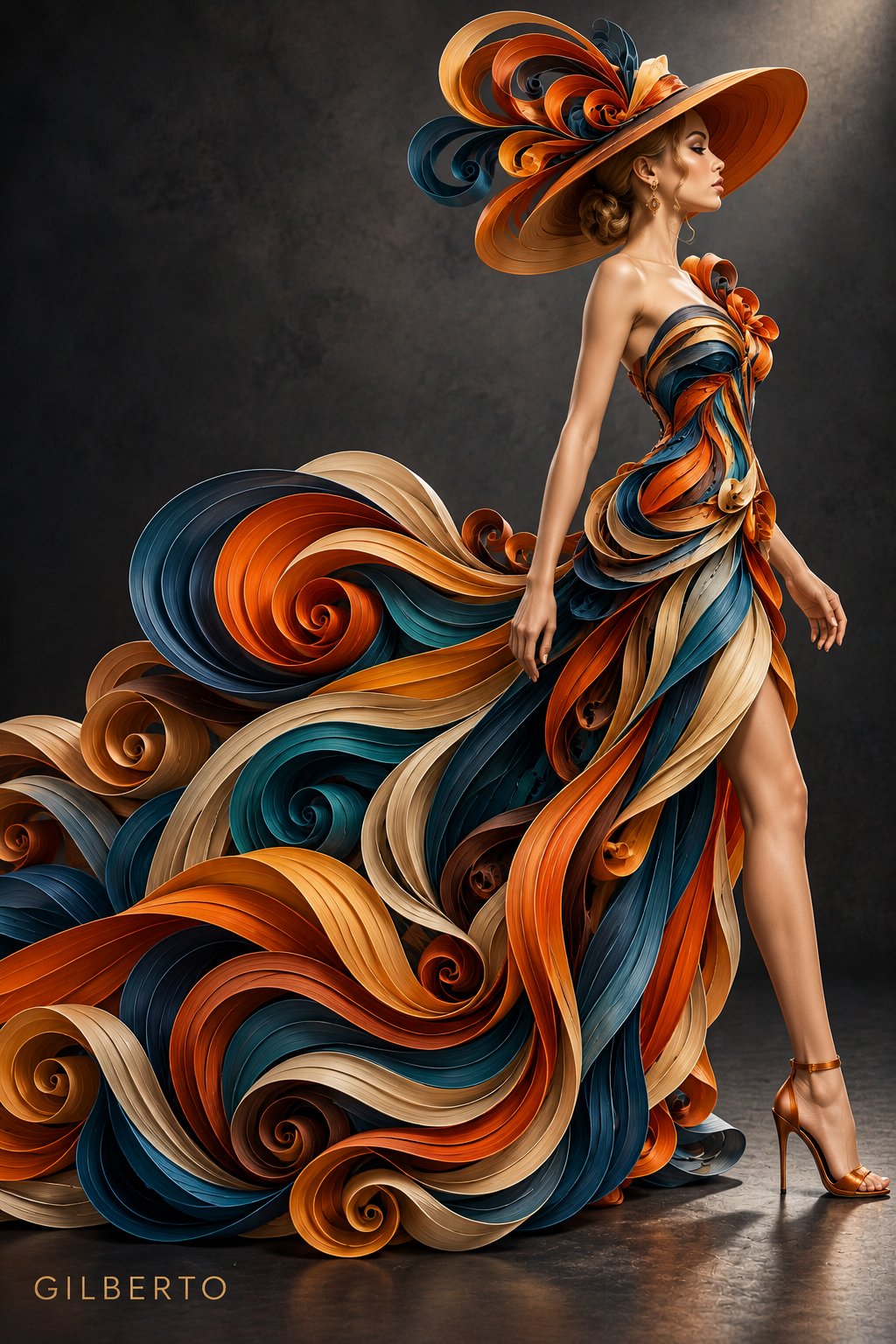 GPT Image 2.5 4K paper-quilling couture prompt (image 2 of 4)