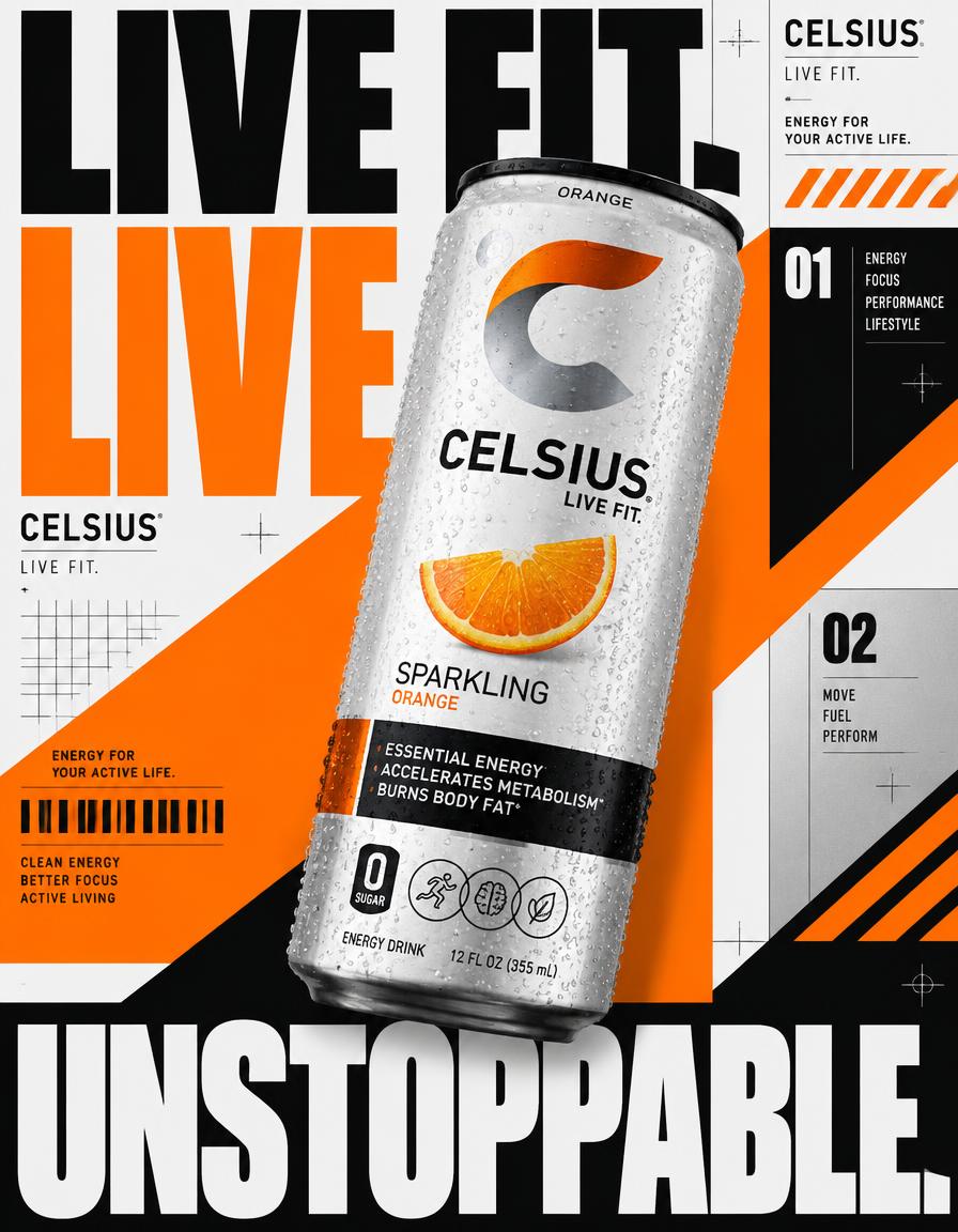 GPT Image 2.5 prompt for a neo-brutalist energy drink poster (image 3 of 4)
