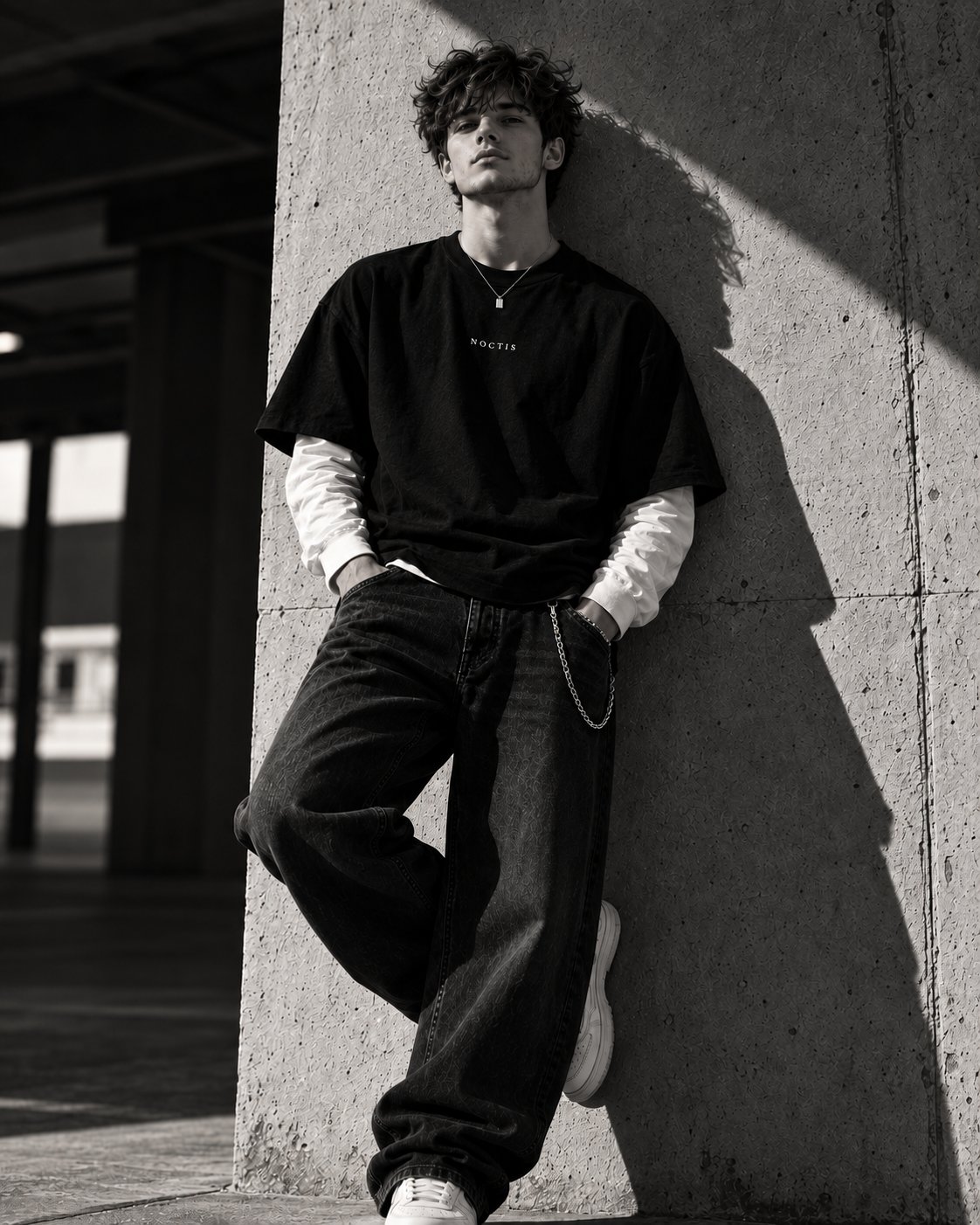 GPT Image 2.5 prompt for a black-and-white fashion editorial portrait (image 3 of 3)