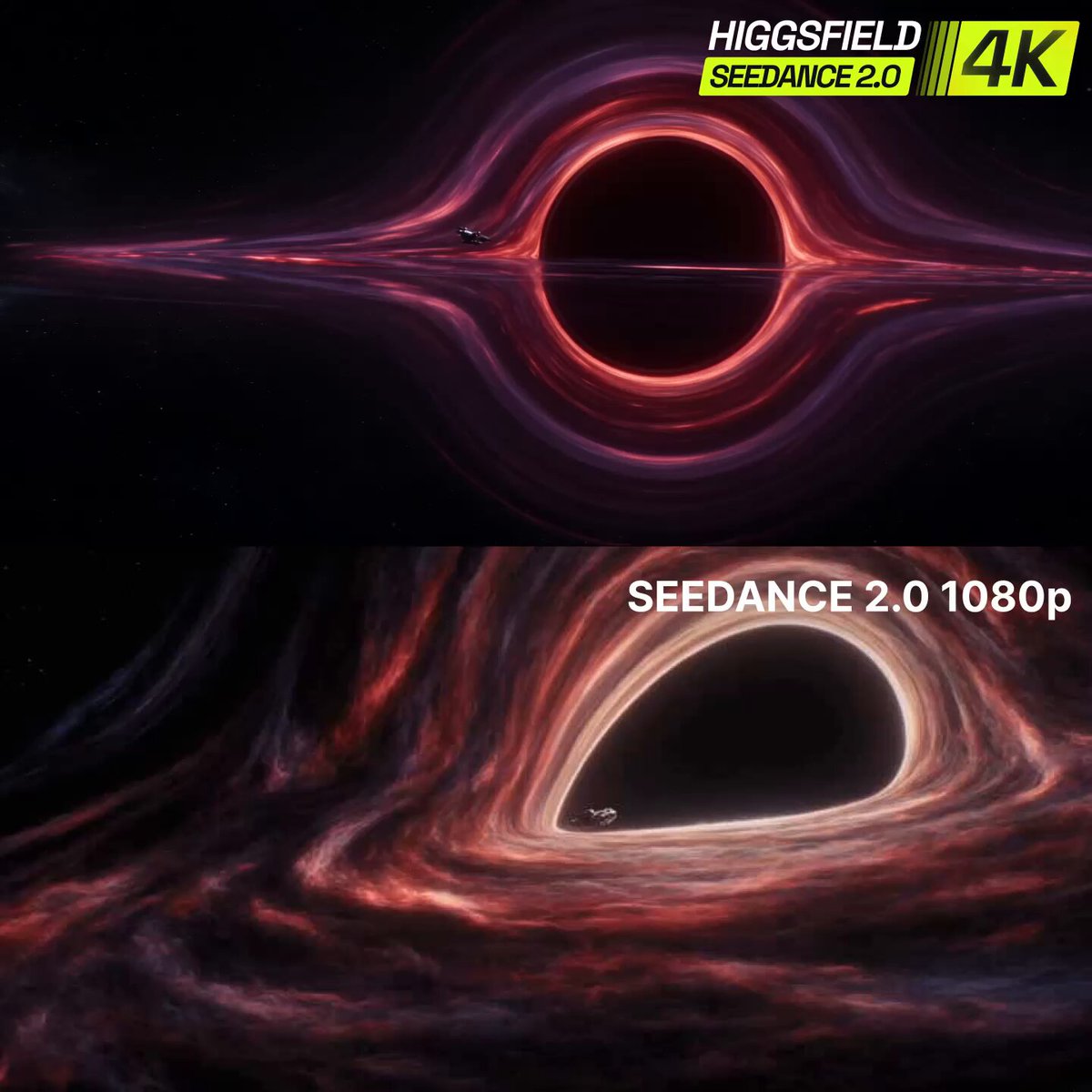 Higgsfield 官方对比：Seedance 2.0 原生 4K 与 1080p 成片差异