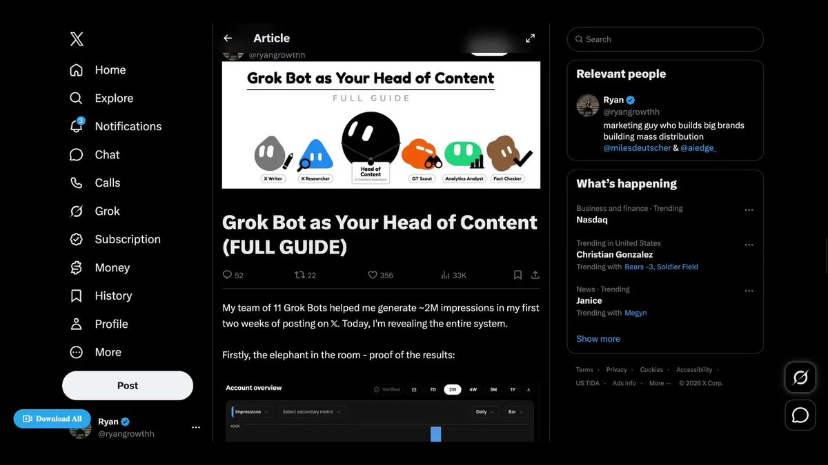 用 Grok Bot 当内容负责人的配音拆解视频