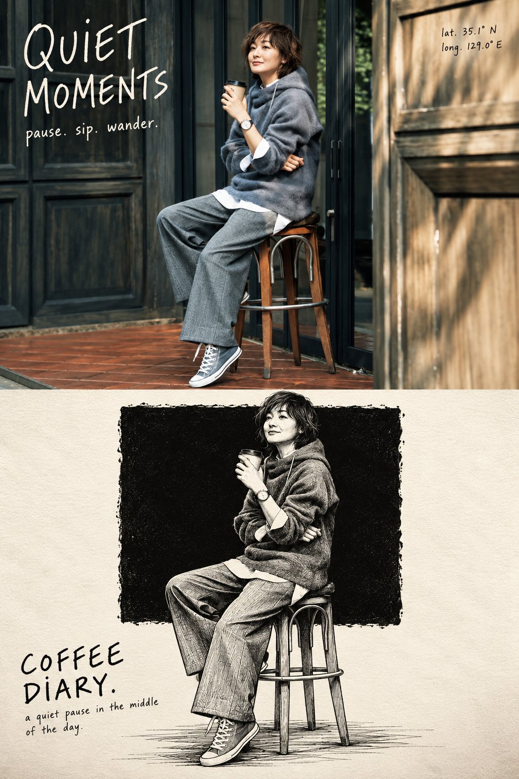 GPT Image 2.5 split photo and scratchboard poster prompt (image 2 of 3)