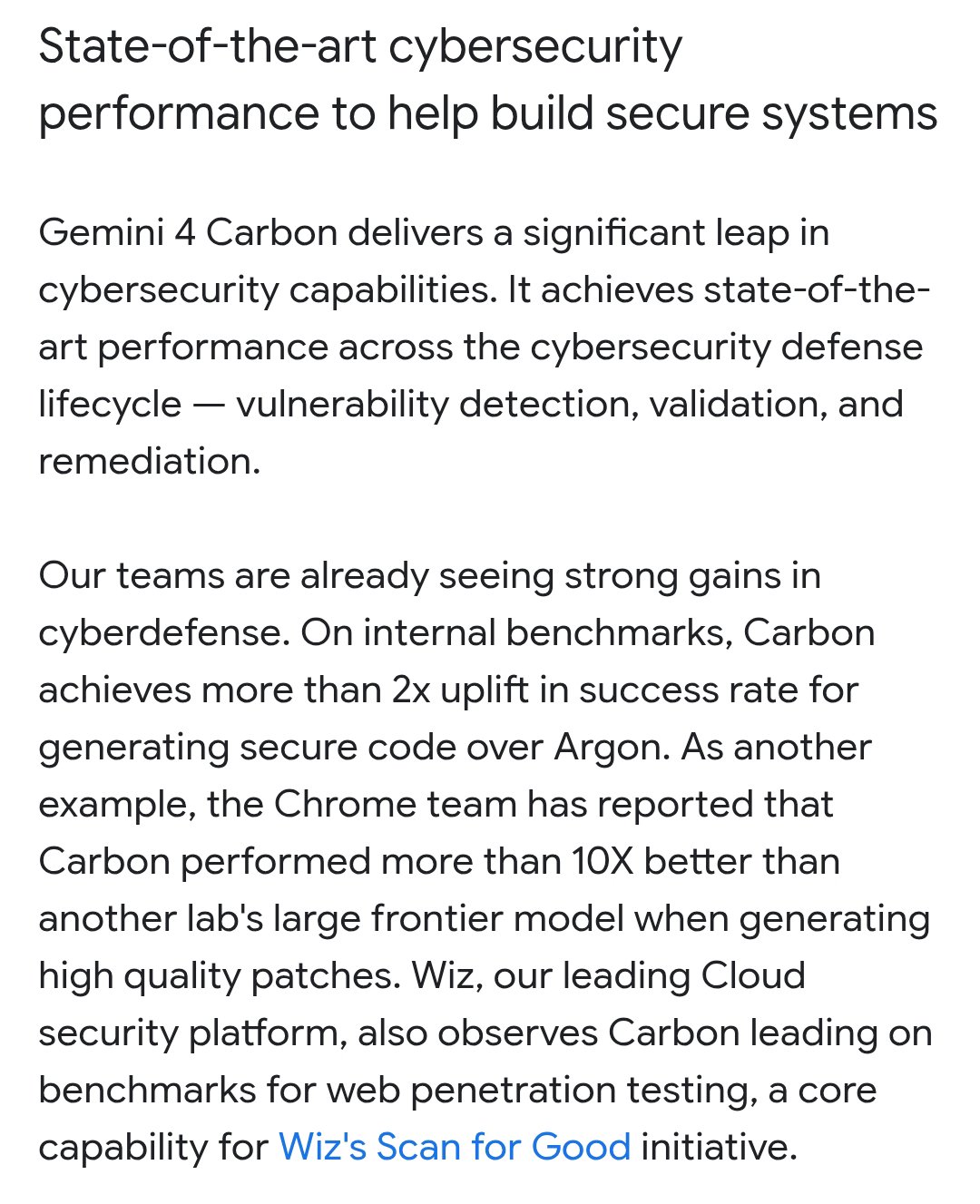 Gemini 4 Carbon security benchmarks: 88.2% vulnerability discovery