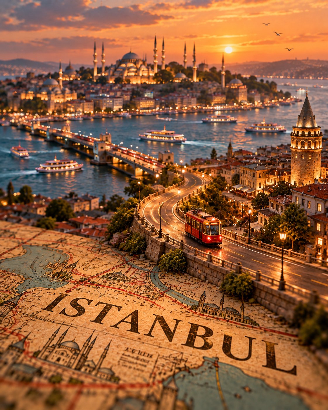 GPT Image 2.5 prompt for a miniature tilt-shift travel poster (image 3 of 4)