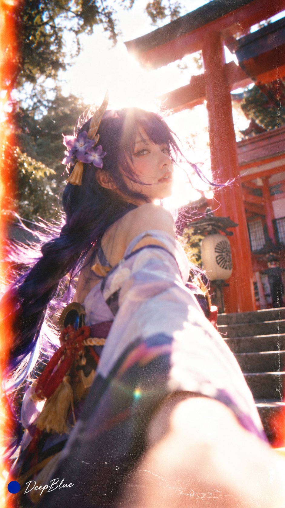 GPT Image 2.5 backlit portrait prompt for a Raiden Shogun AI photo (image 4 of 4)