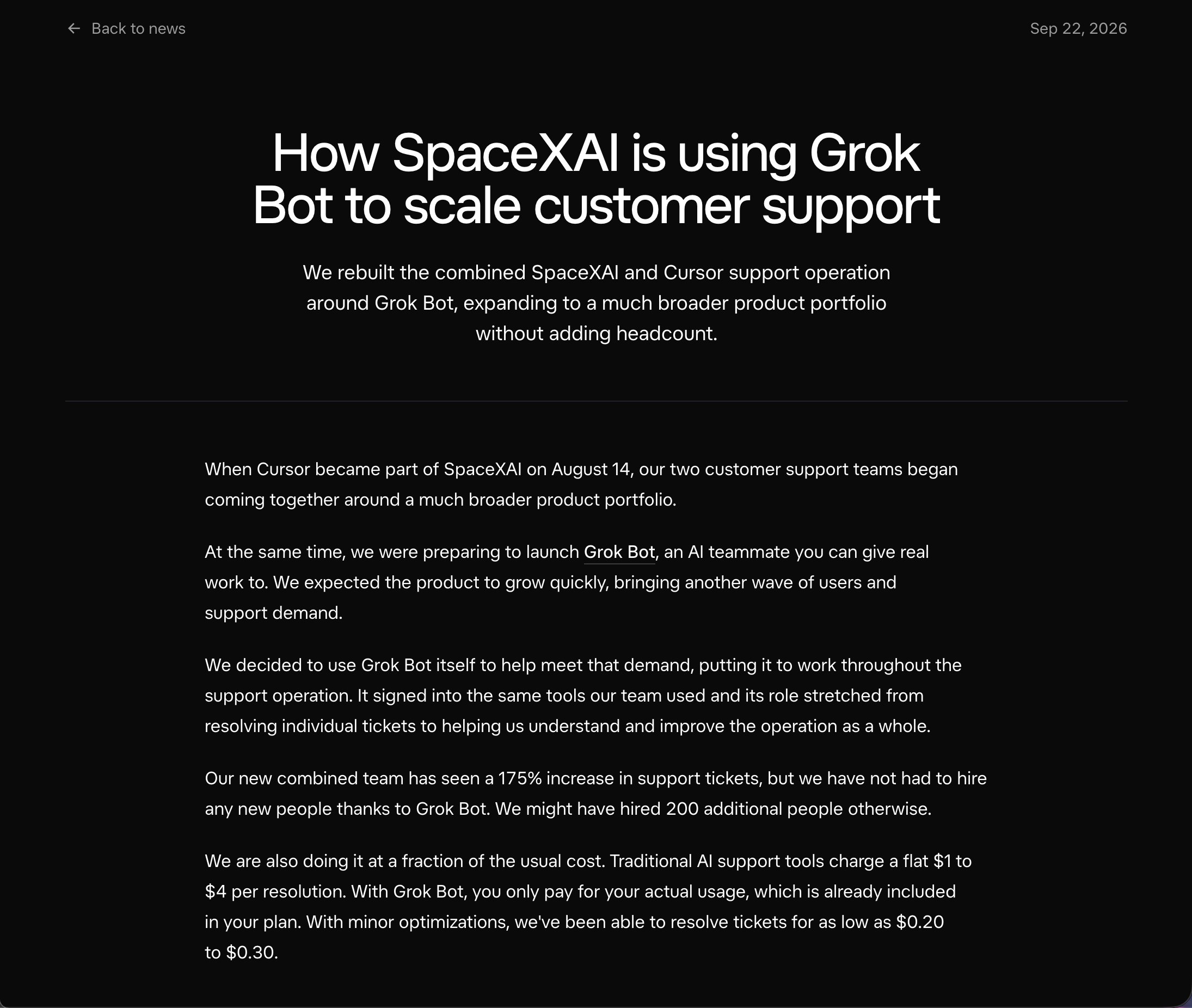 SpaceXAI 博客:用 Grok Bot 扩展客服