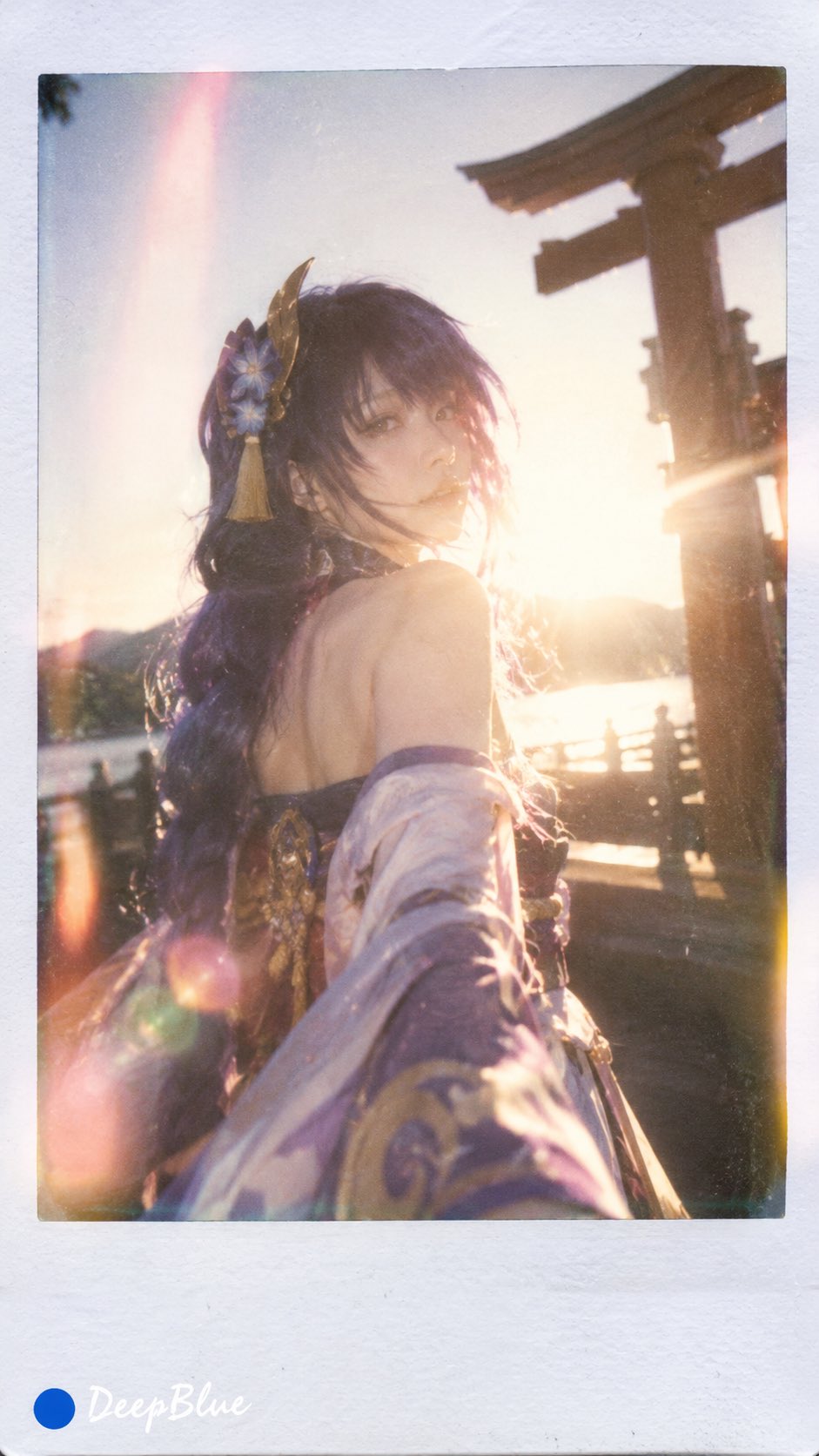 GPT Image 2.5 backlit portrait prompt for a Raiden Shogun AI photo (image 3 of 4)