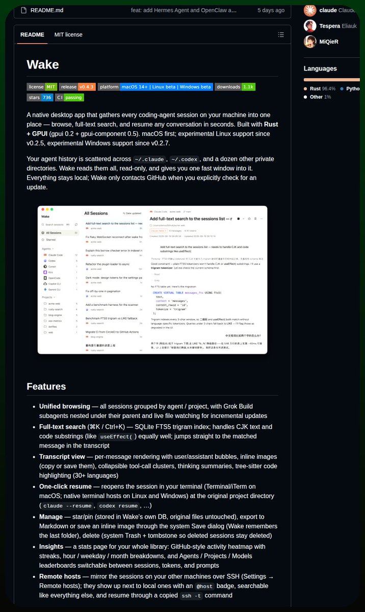 Tool gathers coding-agent transcripts into a searchable local window
