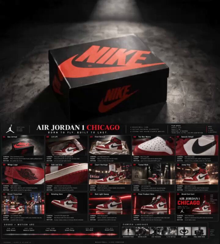 GPT Image 2.5 storyboard to 15-second Air Jordan ad
