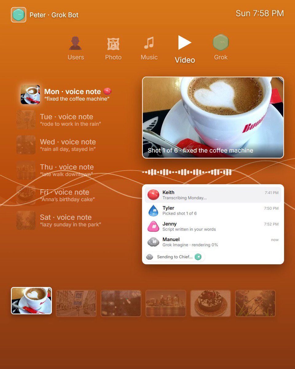 Grok Bot 每周把语音笔记剪成 30 秒短片