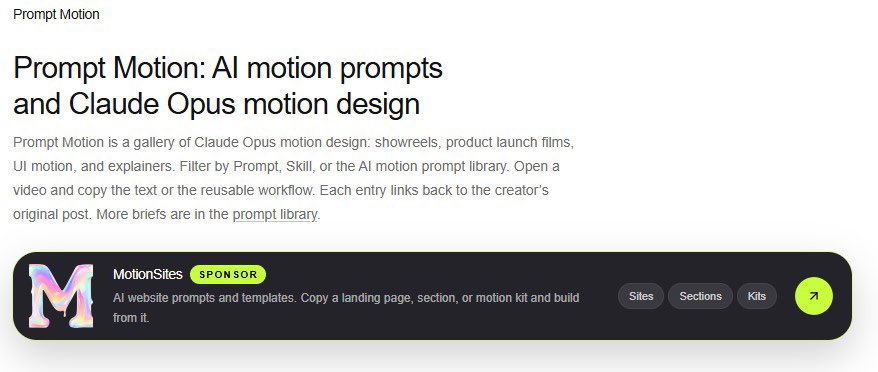 Three sites for Claude Motion examples and prompts