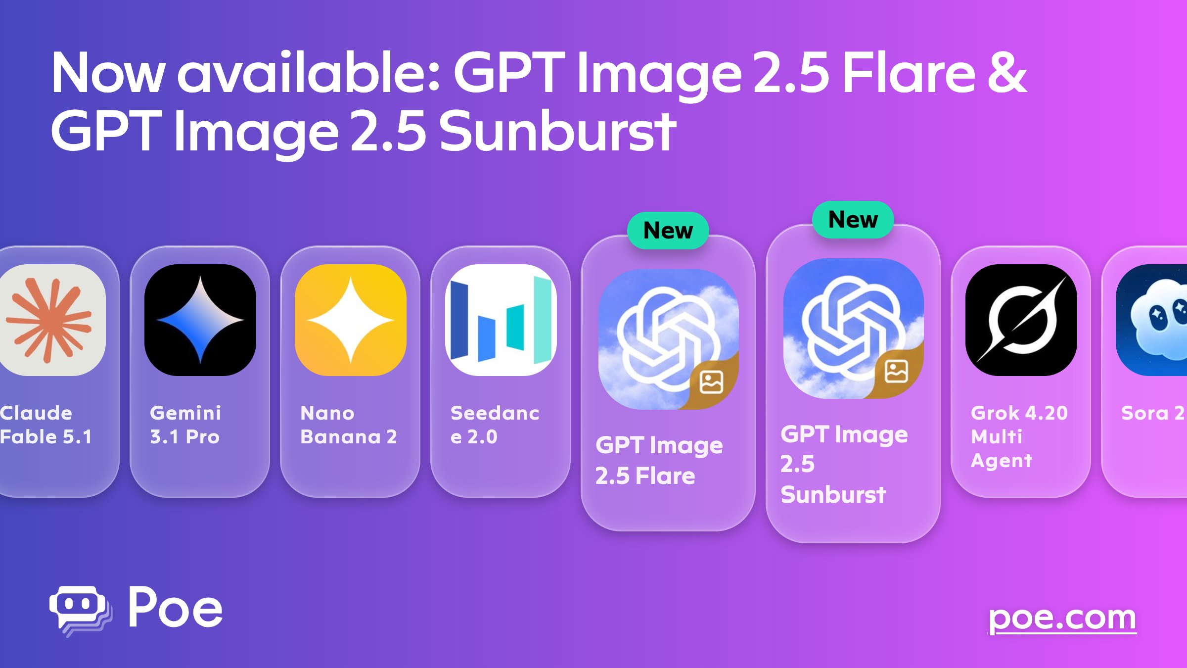 GPT-Image-2.5 Flare and Sunburst arrive on Poe
