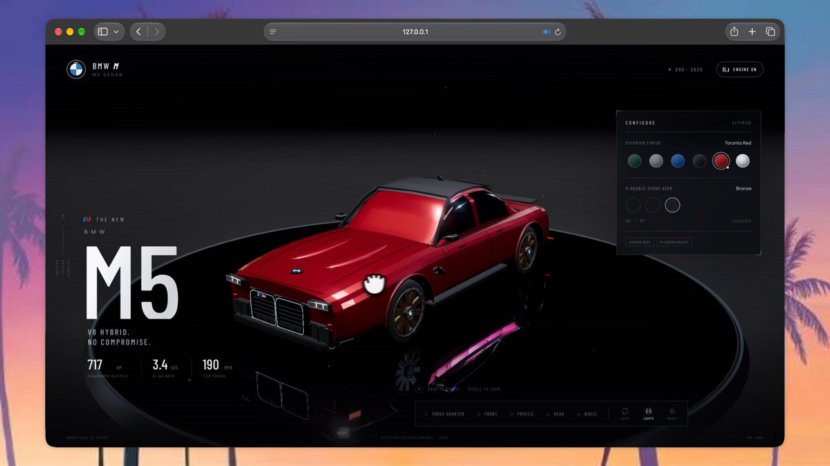 V4.1 Flash 一次提示做 3D 宝马 M5：0.38 美元、70 分钟