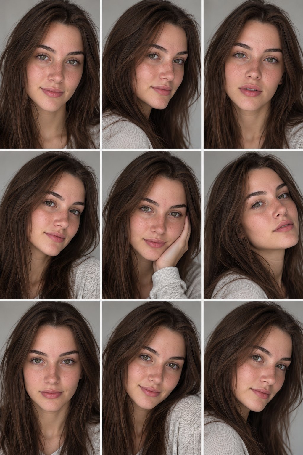 ChatGPT Images 2.5: 3x3 portrait grid prompt for one consistent face
