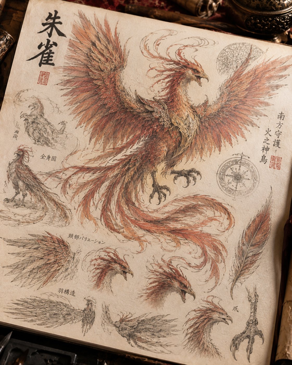 GPT-Image 2.5 generates a legendary Vermilion Bird illustration