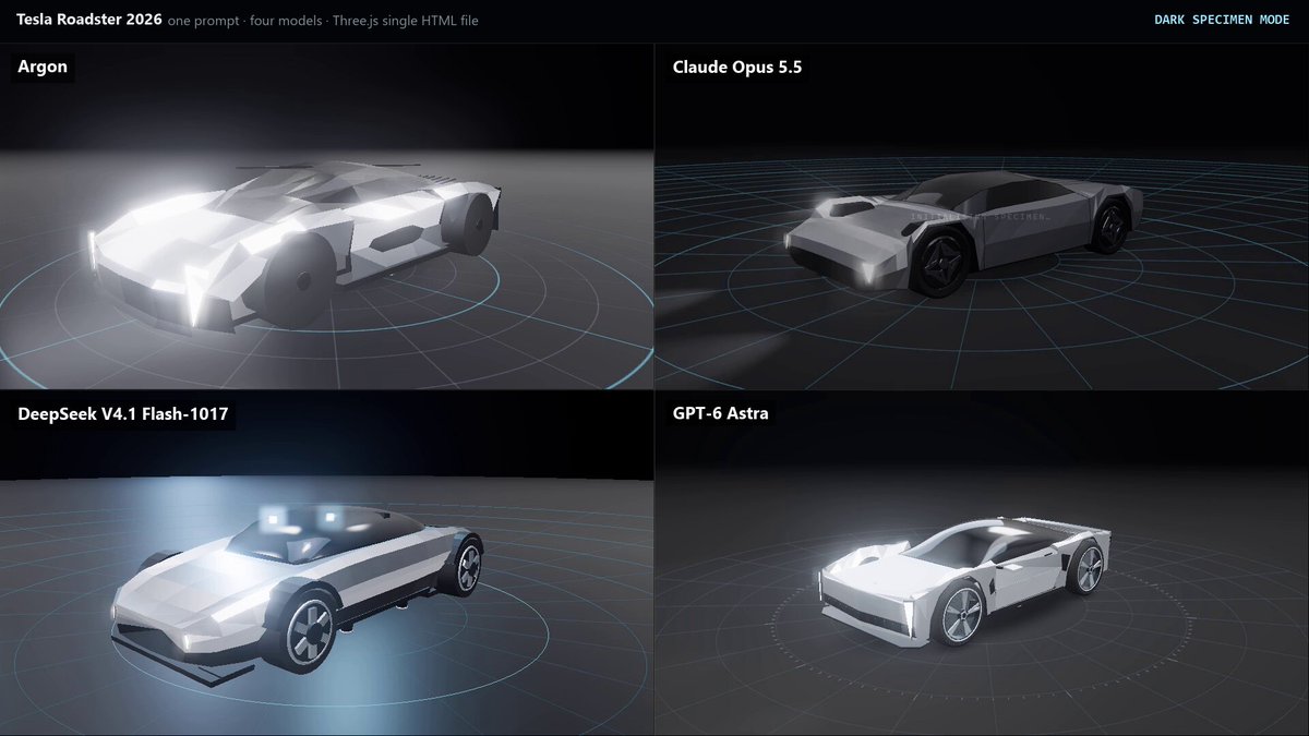 同题对比：四个模型用 Three.js 做特斯拉 Roadster 3D 查看器