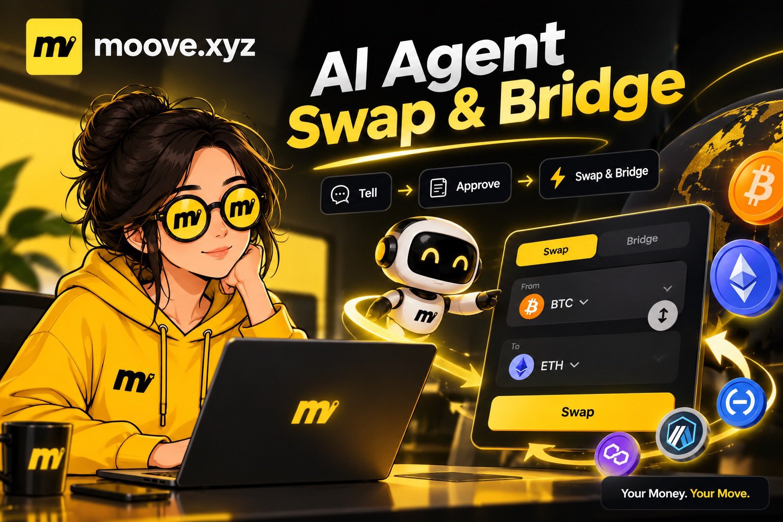 Moove Swap Agent：Agent 内完成同链兑换与跨链桥