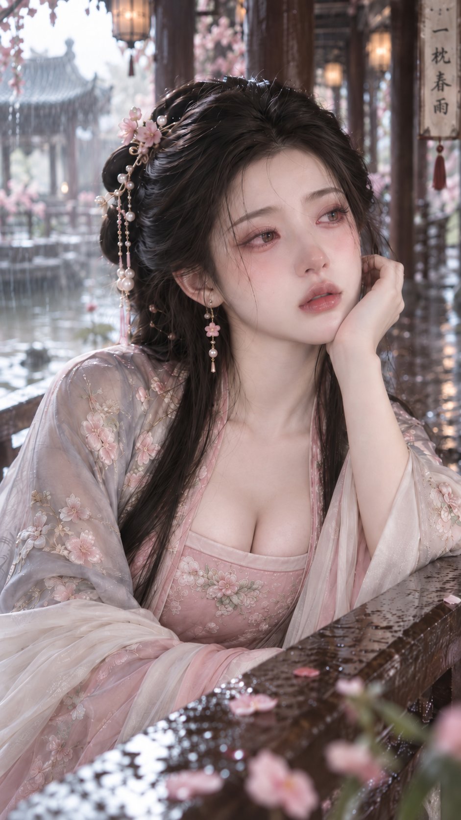 GPT Image 2.5 ancient-style portrait prompt: a pillow of spring rain