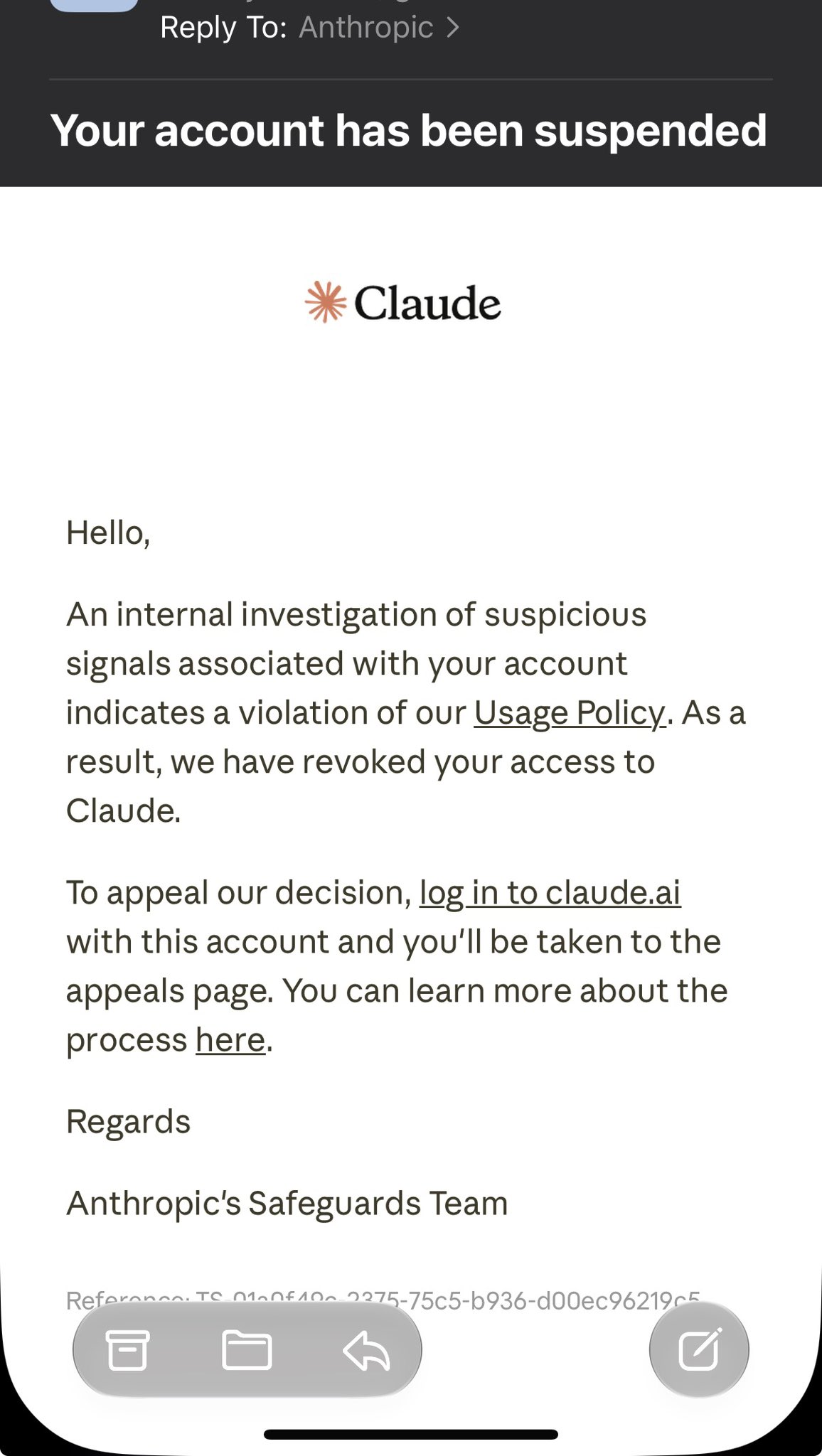 Paying Anthropic user says account banned with no secondary accounts or abuse