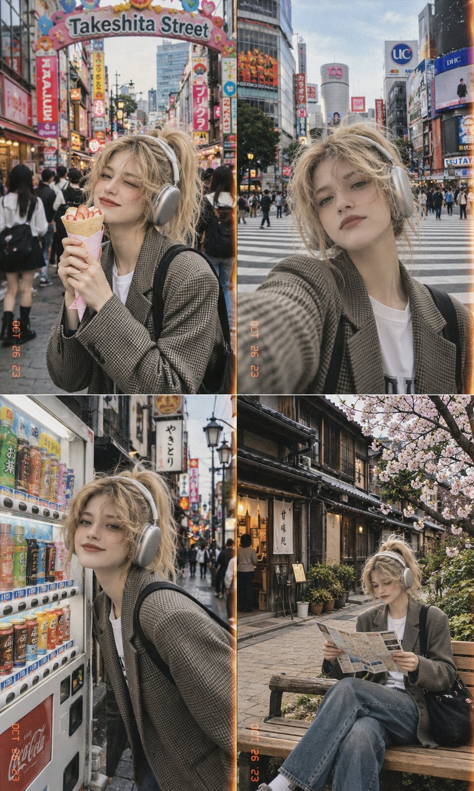 GPT Image 2.5 prompt: Tokyo street 2x2 film collage