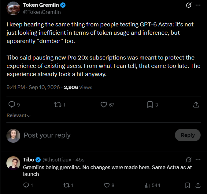 OpenAI's Tibo denies GPT-6 Astra was nerfed after demand surge