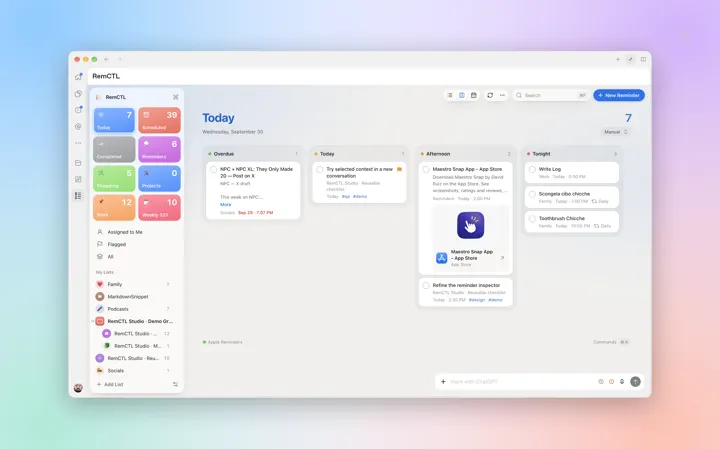 RemCTL 2.0：在 ChatGPT 里跑 Apple Reminders 扩展