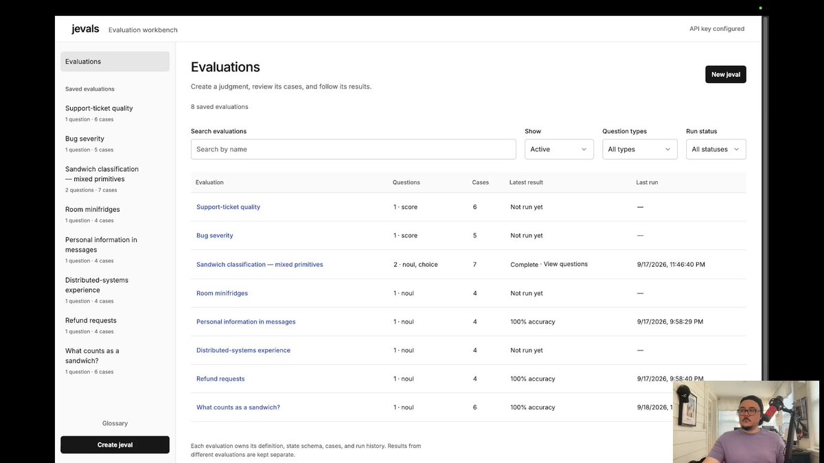 jevals: a local workbench for testing Jev's three primitives