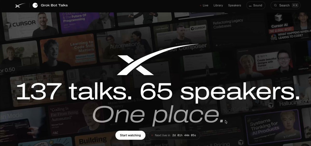 A free Grok Bot education hub with 137+ talks