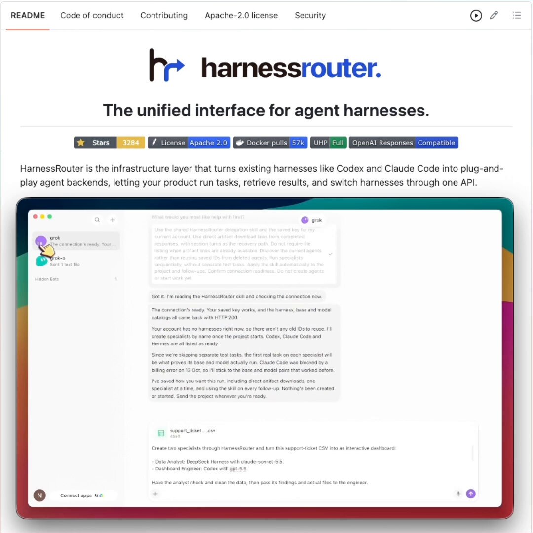 HarnessRouter 开源：Grok Bot 可调度 Jev 等 25 种 agent 运行时