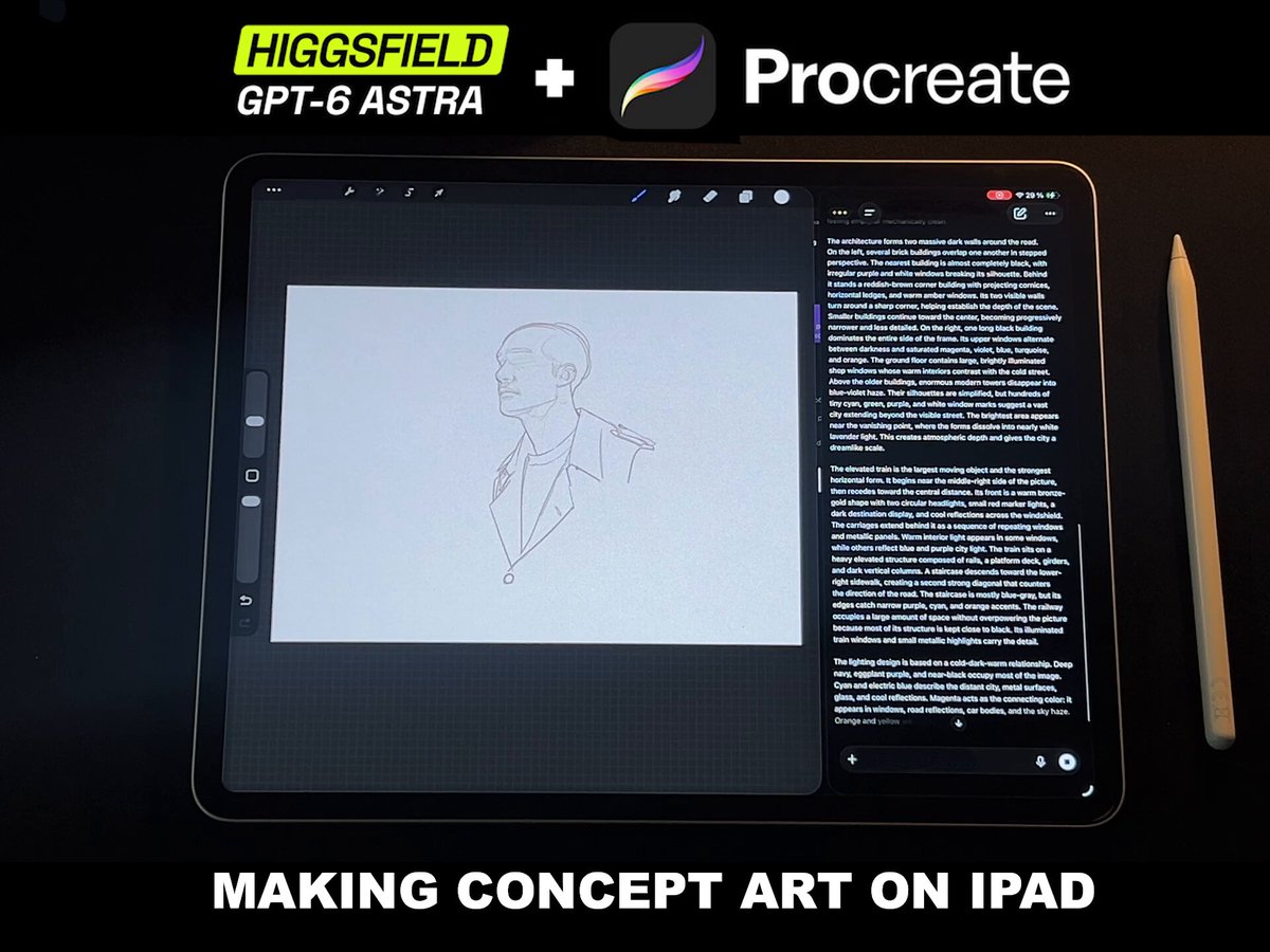 Higgsfield 展示 GPT-6 Astra 操控 iPad 用 Procreate 作画