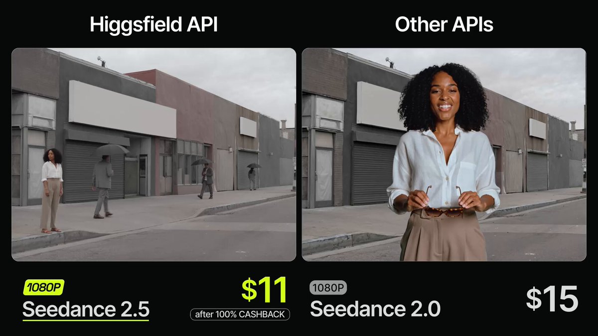 Higgsfield 宣传 Seedance 2.5 API 返现活动
