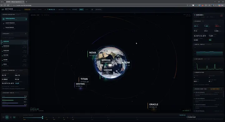 一个 prompt 让 M3.1 Flash 做 3D 太空任务控制台 AETHER