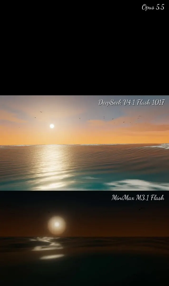 同一鲸鱼跃出水面视频 prompt：M3.1 Flash 10 分钟但两次崩在 6 秒