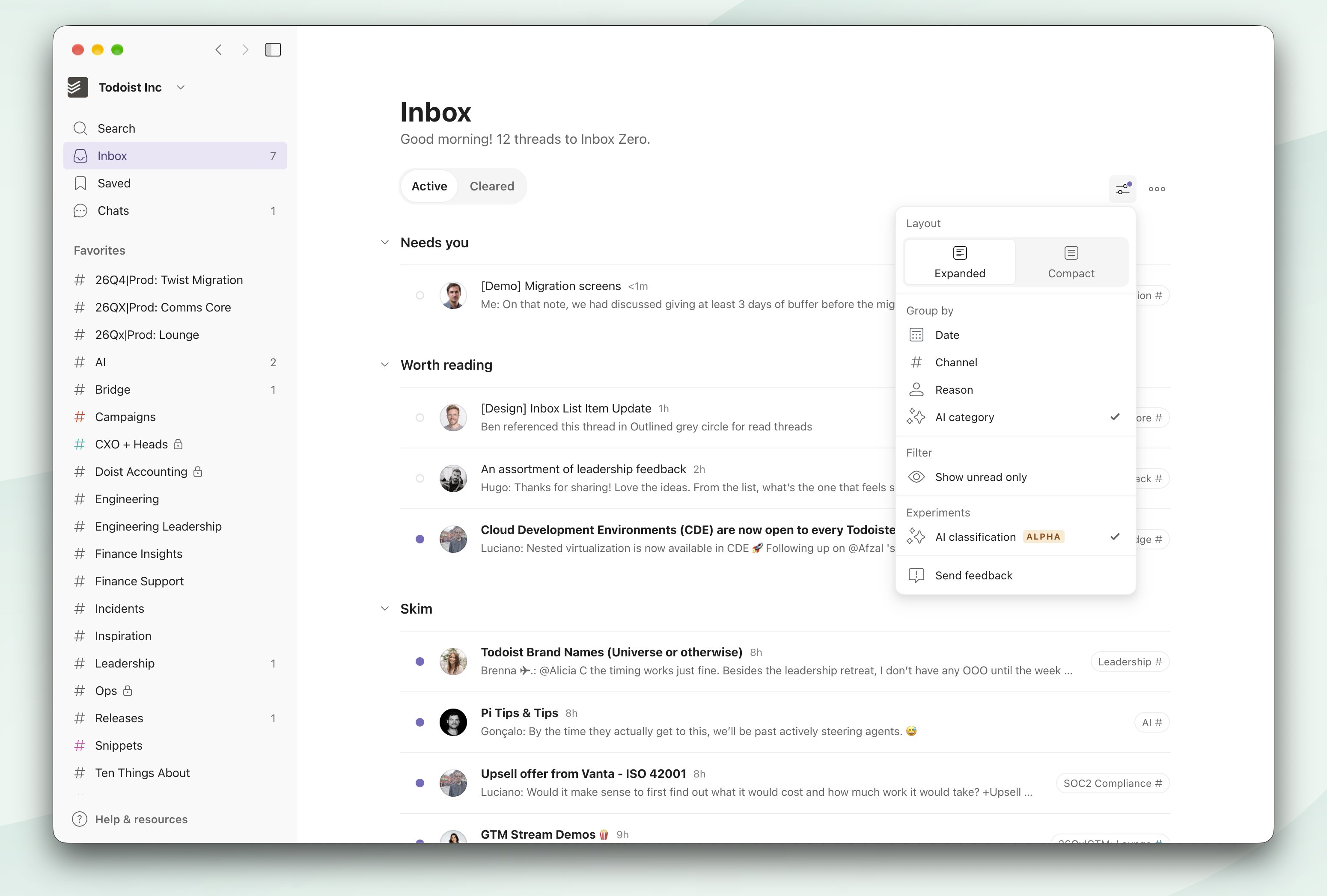 Todoist Comms 用 Jev 决策模型做 AI 收件箱分类