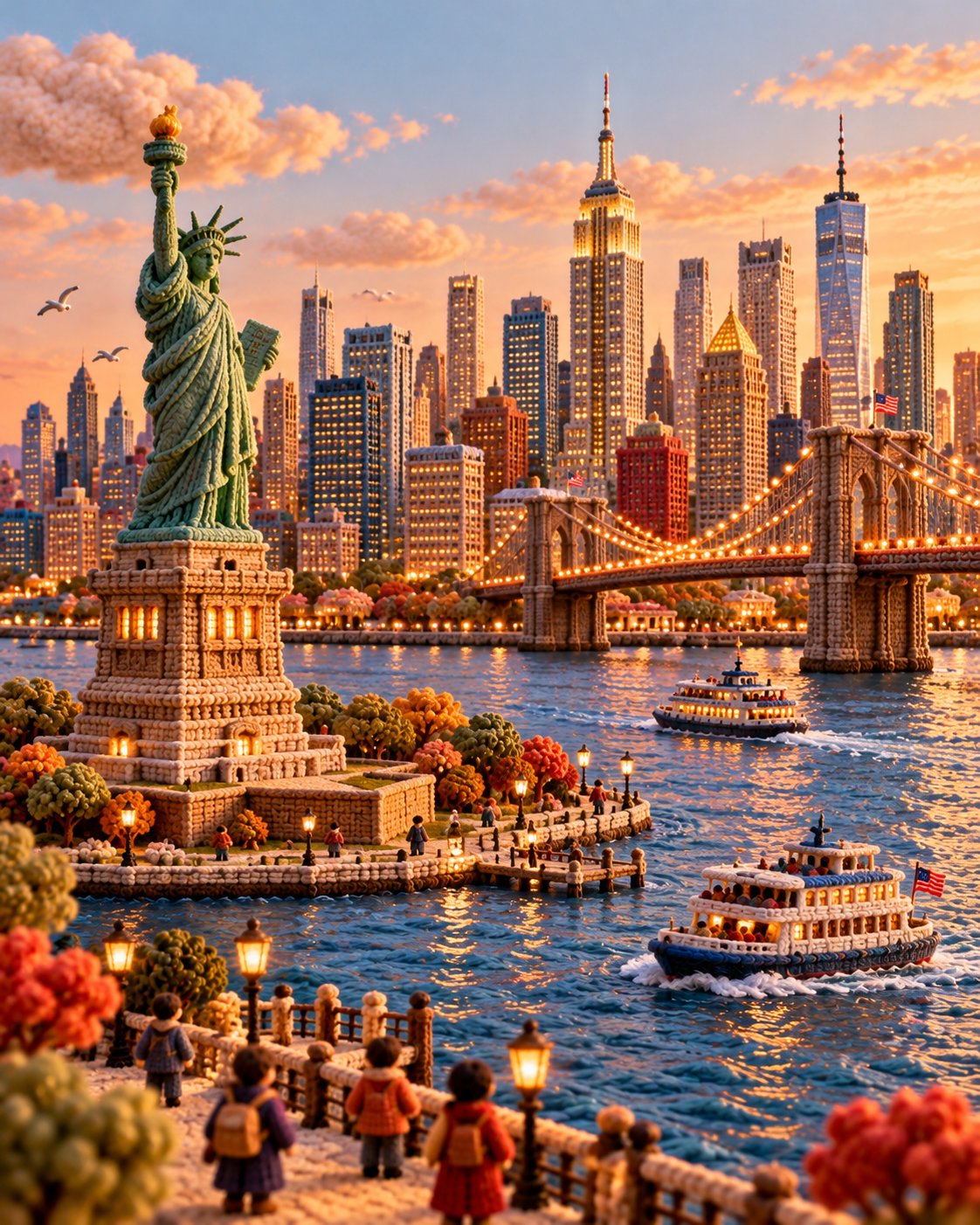 Prompt turns city landmarks into knitted yarn travel posters (image 4 of 4)