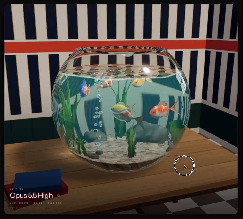 Opus 5.5 writes a three.js GLSL fishbowl shader