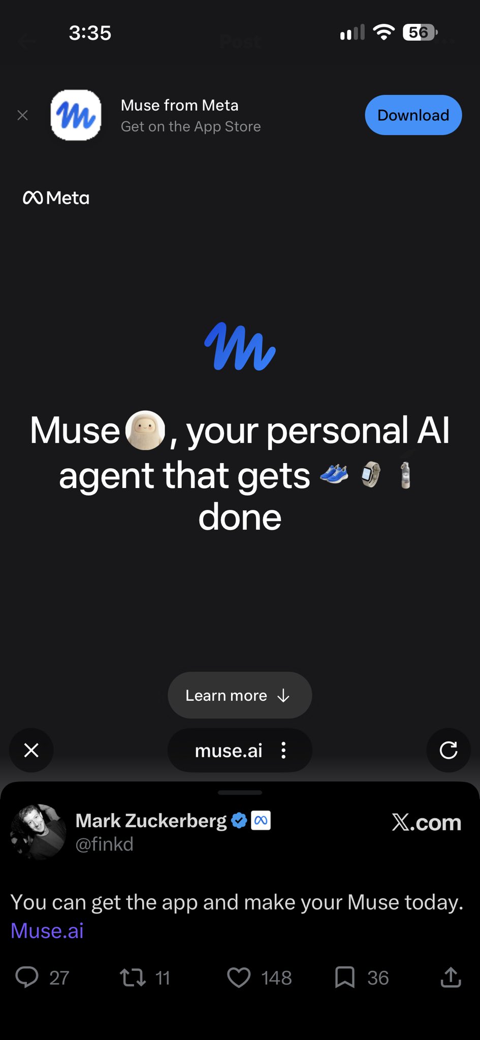 Zuck 发布个人 Agent,有人去试 Meta Muse