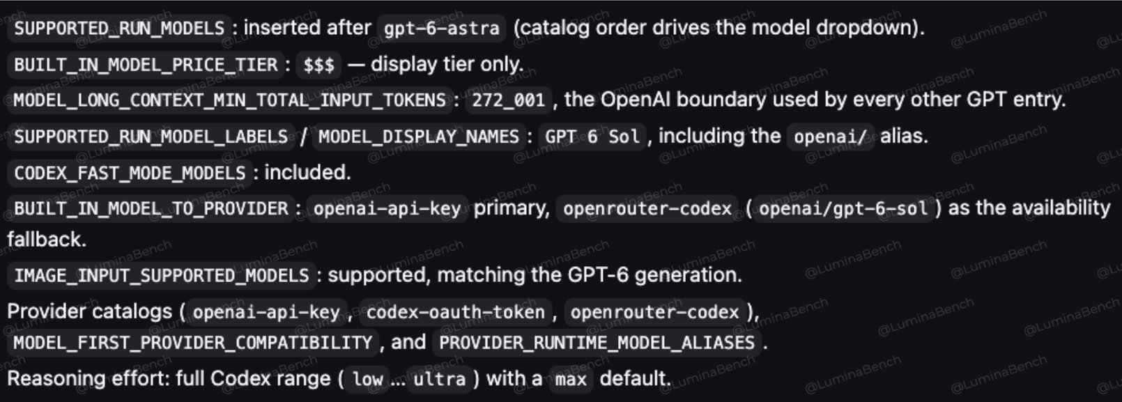 Multiple platforms seen adding gpt-6-sol support