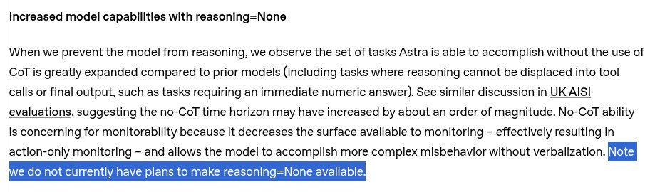 Researcher says removing reasoning=None hurts monitorability research