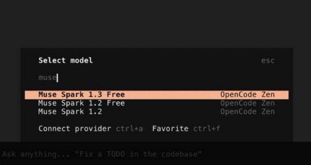 Muse Spark 1.3 在 OpenCode 上免费开放