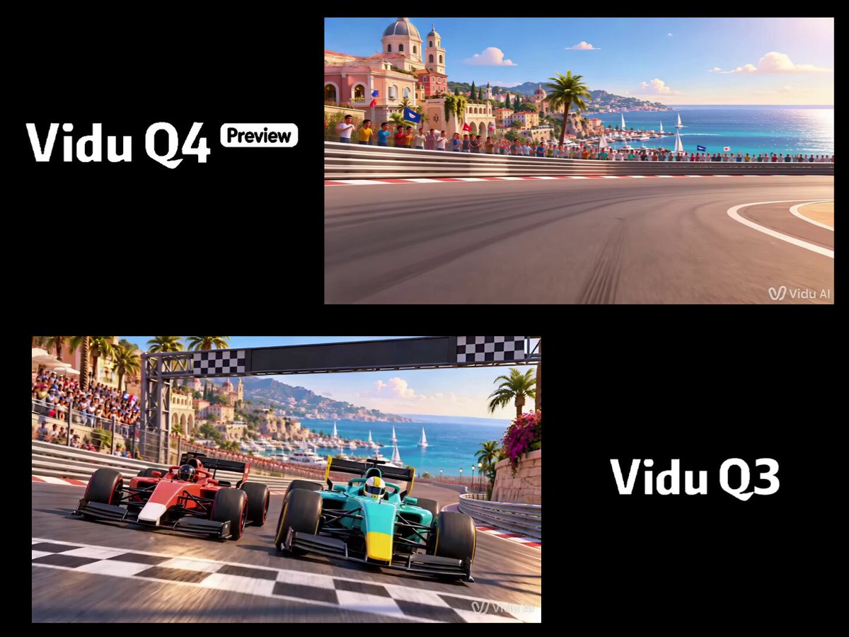 Vidu Q4 Preview tested on an animated coastal race scene
