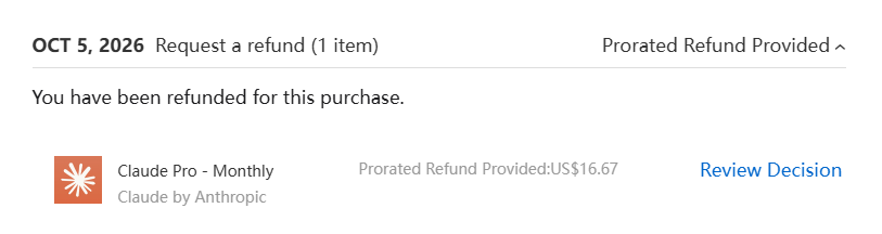 $20 Claude subscription banned, refunded via Apple appeal