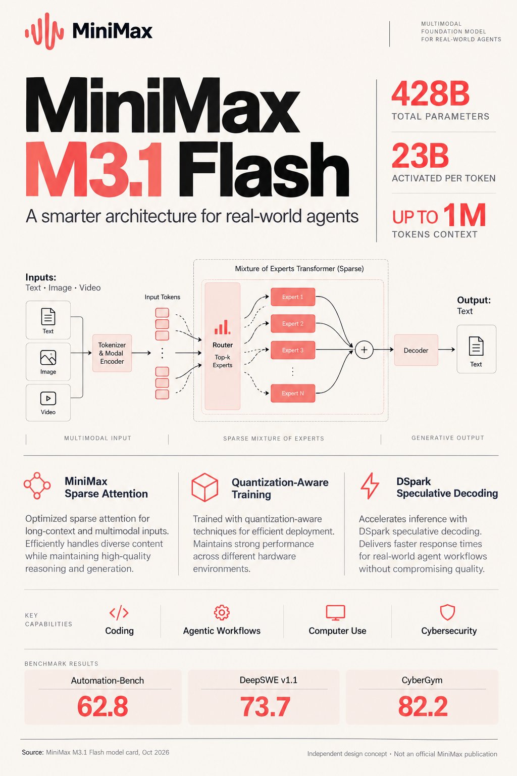 MiniMax M3.1 Flash weights released: 428B total, 23B active parameters (image 2 of 2)