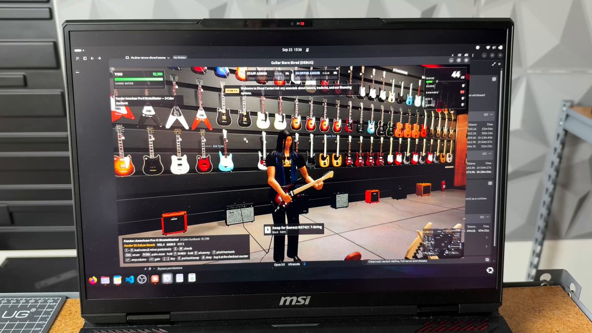 Guitar store sim rebuilt in Blender and Godot gets an Opus 5.5 playtest