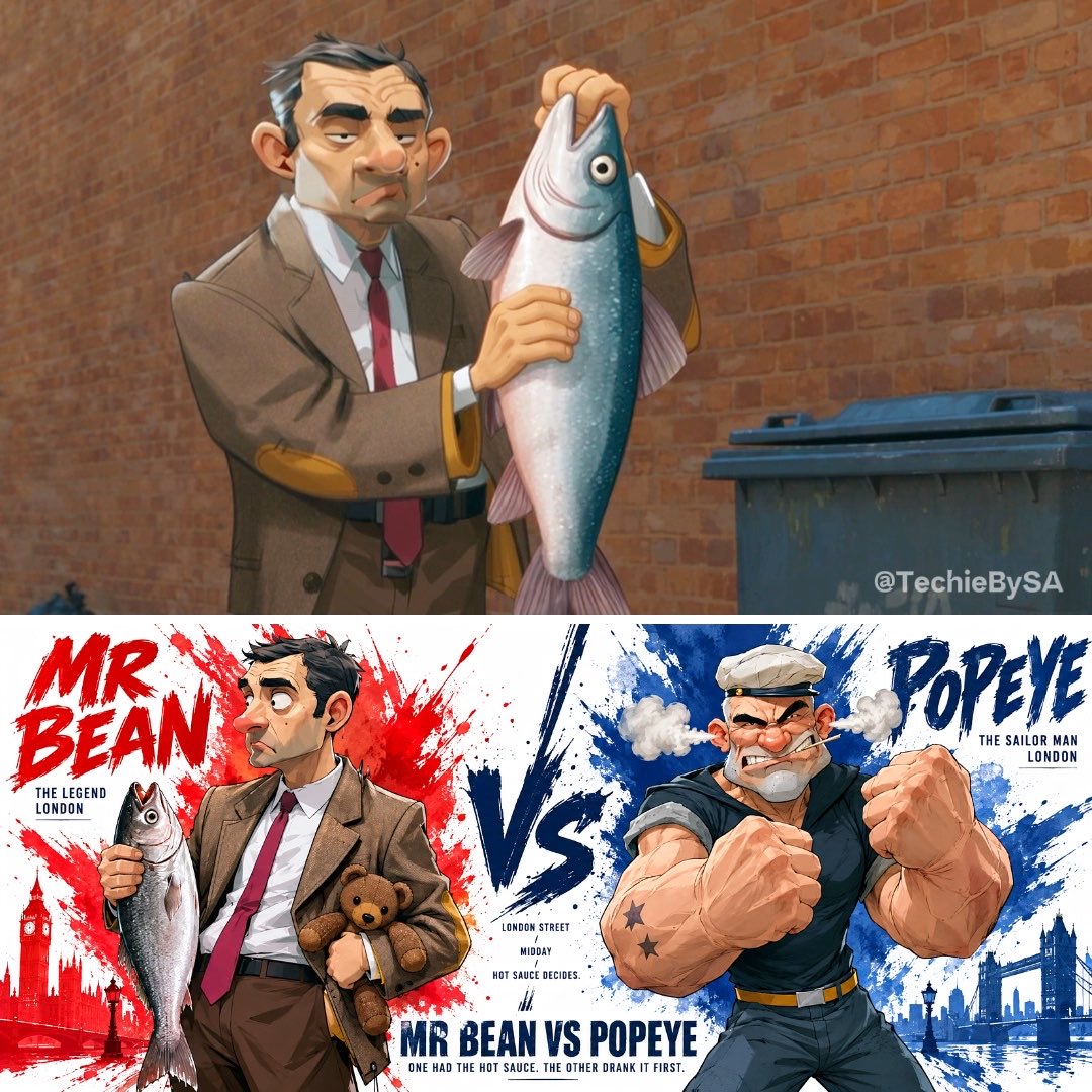 GPT Image 2.5 and Seedance 2.5 give Popeye and Mr. Bean a muscle upgrade