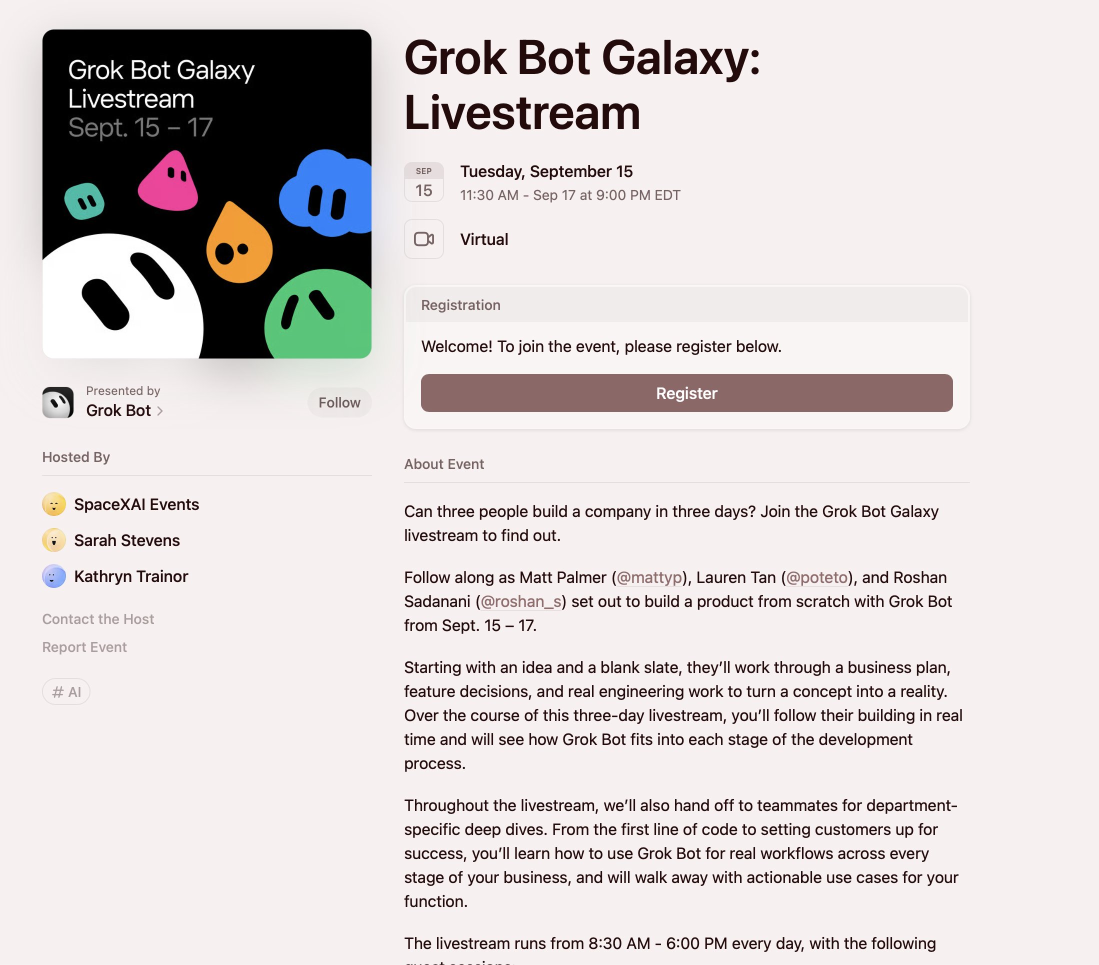 Grok Bot 建公司直播的完整议程