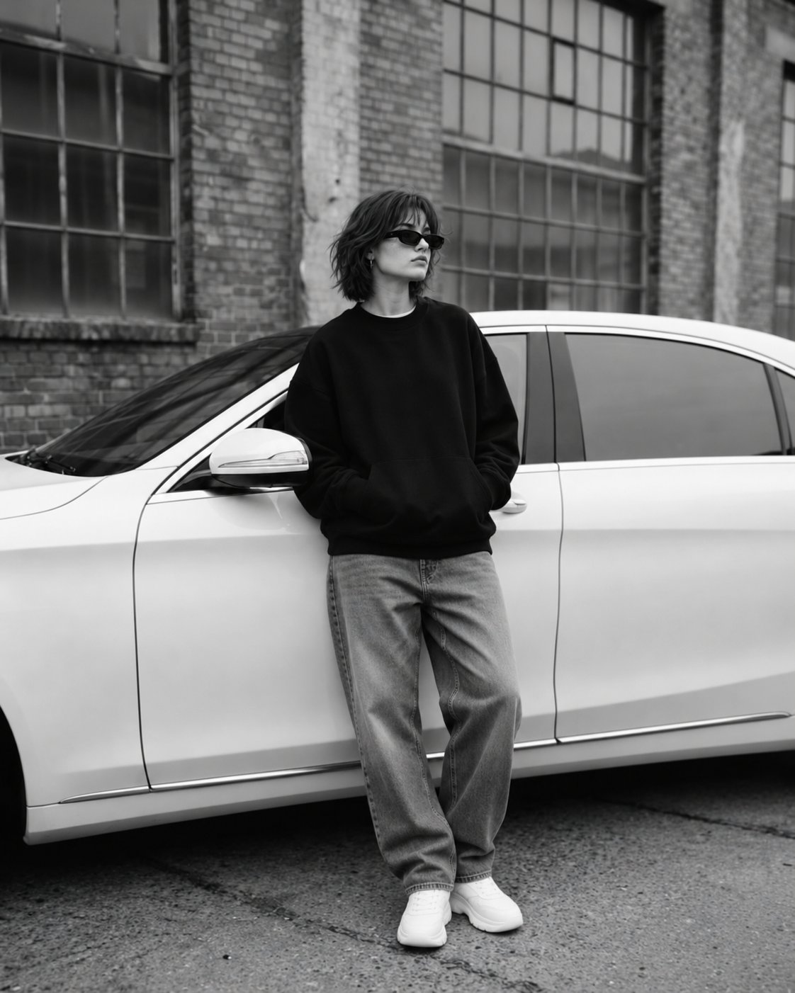 GPT Images 2.5: black-and-white fashion editorial prompt (image 3 of 3)