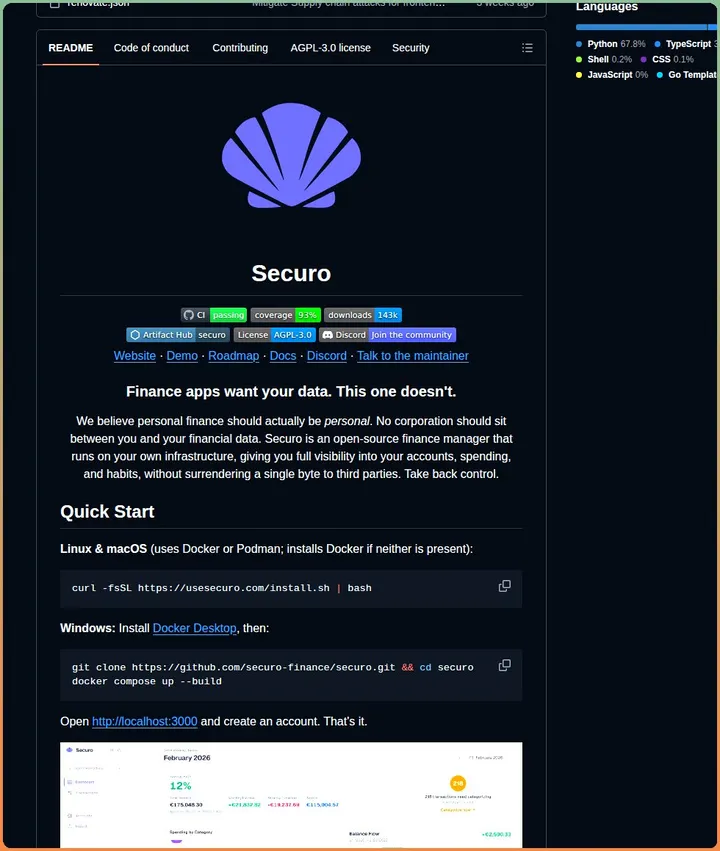 Securo: a self-hosted open-source personal finance manager
