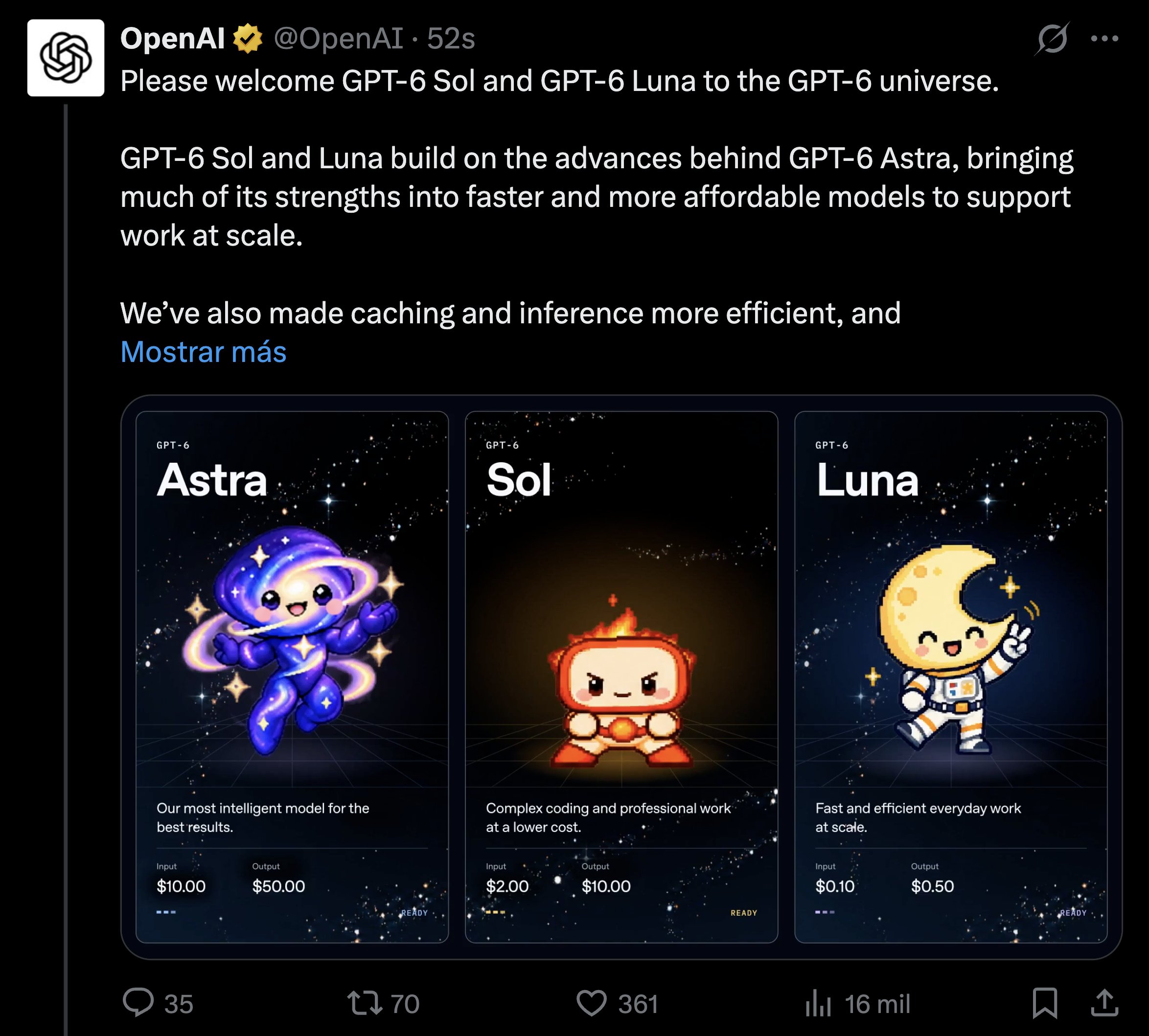 DotCSV:OpenAI 正式发布 GPT-6 Sol 与 Luna