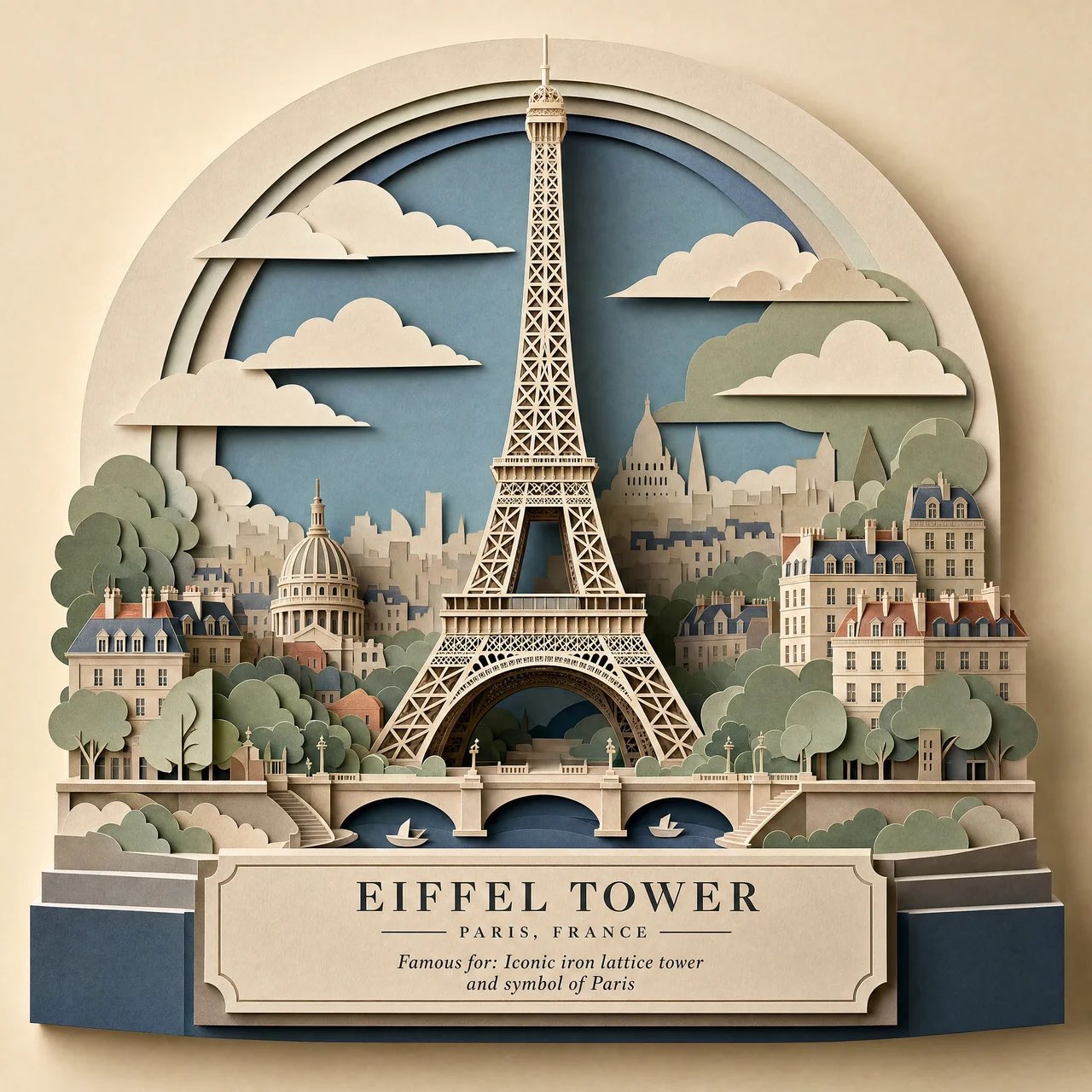GPT Image 2.5 prompt: layered paper-cut architecture model (image 4 of 4)